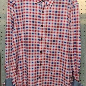 Men's Red and Blue Checkered Shirt